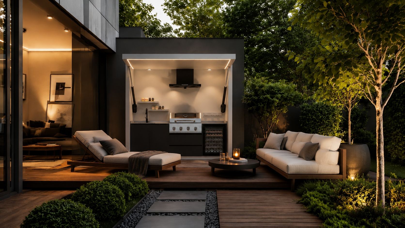 Modular outdoor kitchen installation at a resort restaurant