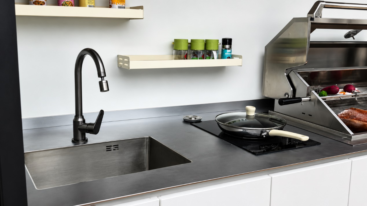 Outdoor kitchen project designed for coordinated architecture cooking protection and maintenance